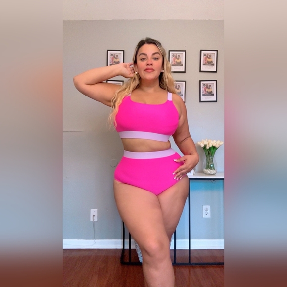 Daci Other - Bikini Set Two Piece High Waisted Scoop Neck Swimsuit Plus Size Pink Purple NEW